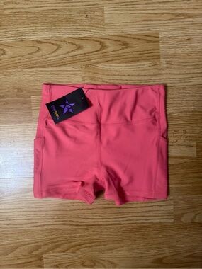 Girls Coral Pink Active Stretch Bike Shorts